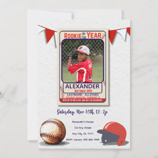 Rookie of the Year Photo Birthday Invitation Kaart