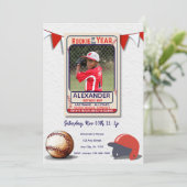 Rookie of the Year Photo Birthday Invitation Kaart (Staand voorkant)