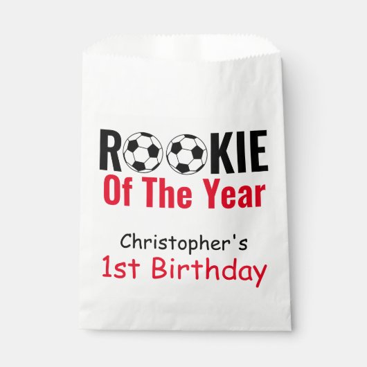 Rookie Soccer 1st Birthday Bedankzakje (Voorkant)