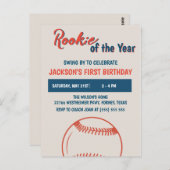 Rookie van het Jaar 1e Honkbal Verjaardagsfeest Briefkaart (Voorkant / Achterkant)
