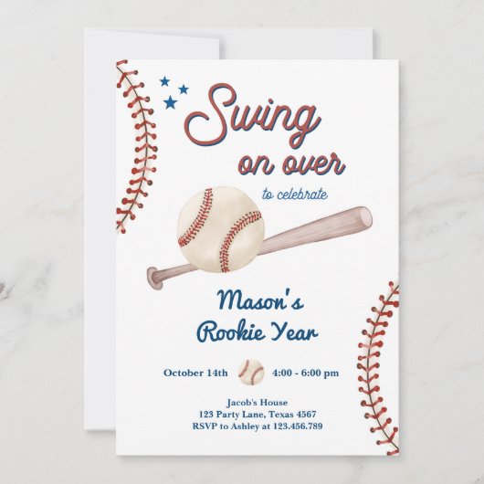 Rookie van het jaar 1e Sport Boy Honkbal Verjaarda Kaart (Voorkant)