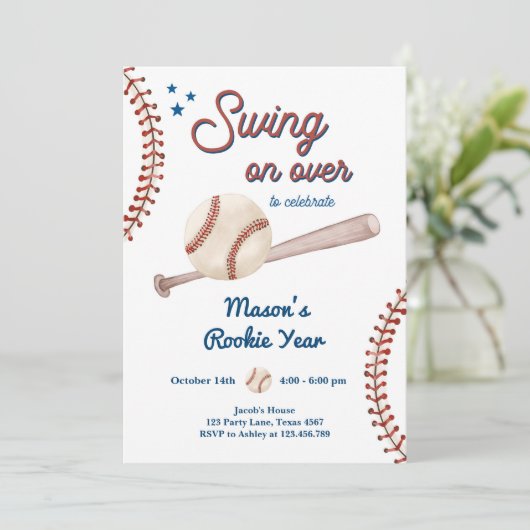 Rookie van het jaar 1e Sport Boy Honkbal Verjaarda Kaart (Staand voorkant)