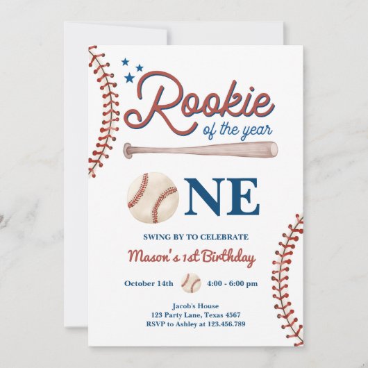 Rookie van het jaar 1e Sport Boy Honkbal Verjaarda Kaart (Voorkant)