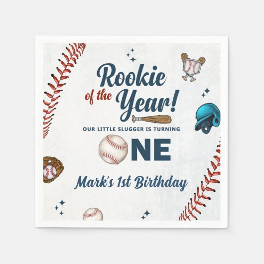 Rookie van het Jaar 1e Verjaardag Baseball Napkins Servet (Voorkant)