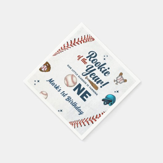 Rookie van het Jaar 1e Verjaardag Baseball Napkins Servet (Hoek)