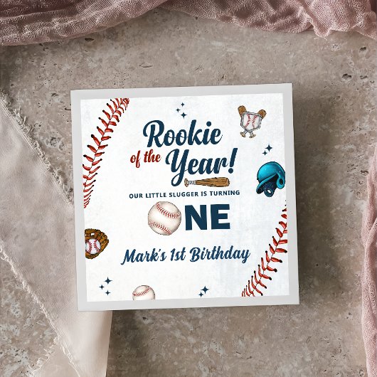 Rookie van het Jaar 1e Verjaardag Baseball Napkins Servet
