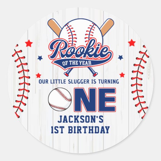 Rookie van het Jaar 1e Verjaardag Baseball Sticker (Voorkant)