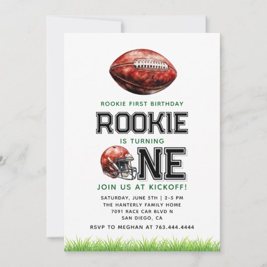 Rookie van het Jaar 1e Verjaardag Football Boy's Kaart (Voorkant)