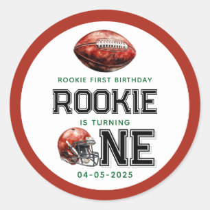 Rookie van het Jaar 1e Verjaardag Football Boy's Ronde Sticker