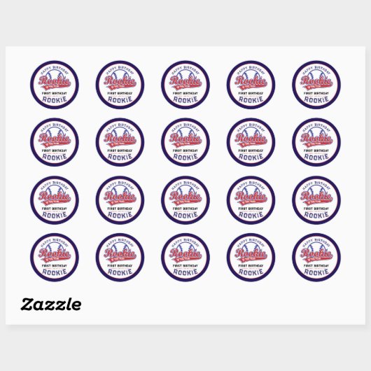 Rookie van het Jaar 1e verjaardag honkbal Ronde Sticker (Vel)