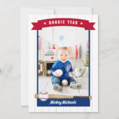 Rookie van het Jaar 1e Verjaardag Honkbal Verjaard Kaart (Achterkant)