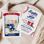 Rookie van het Jaar 1e Verjaardag Honkbal Verjaard Kaart