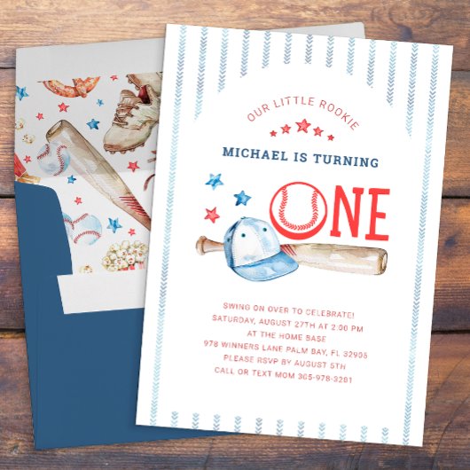 Rookie van het Jaar 1e Verjaardag Honkbalpartij Kaart