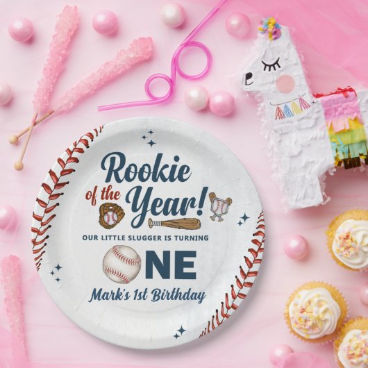 Rookie van het Jaar 1e Verjaardag Honkbalpartij Papieren Bordje (Feest)