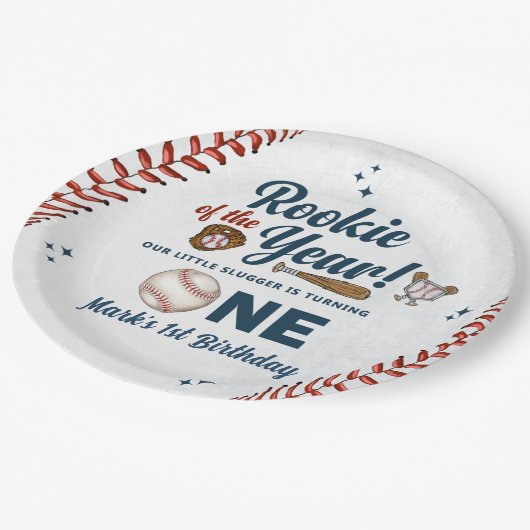 Rookie van het Jaar 1e Verjaardag Honkbalpartij Papieren Bordje (Gekanteld)
