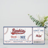 Rookie van het Jaar 1e Verjaardag Ticket Uitnodigi Kaart (Staand voorkant)