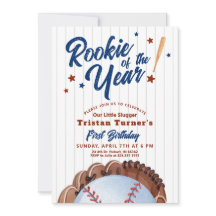 Rookie van het jaar 1e verjaardag uitnodiging