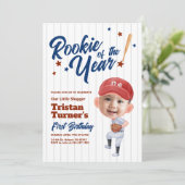 Rookie van het Jaar 1e Verjaardag Uitnodiging Foto (Staand voorkant)