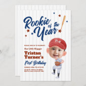 Rookie van het Jaar 1e Verjaardag Uitnodiging Foto (Voorkant / Achterkant)