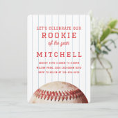 Rookie van het jaar 1e verjaardagsfeestje kaart (Staand voorkant)