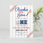 Rookie van het Jaar 1e Verjaardagsfeestuitnodiging Kaart (Staand voorkant)