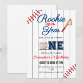 Rookie van het Jaar 1e Verjaardagsfeestuitnodiging Kaart (Voorkant / Achterkant)