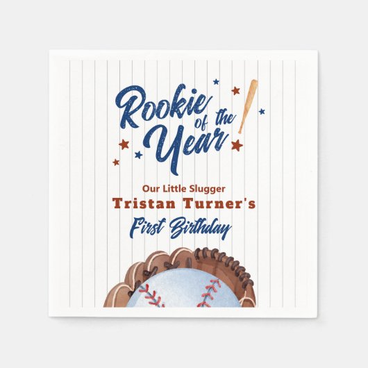 Rookie van het Jaar 1e Verjaardagspapier Servet (Voorkant)