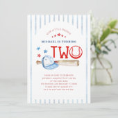 Rookie van het Jaar 2e verjaardag Baseball Party Kaart (Staand voorkant)