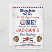 Rookie van het Jaar Baseball 1e Verjaardag Batter  Kaart (Voorkant)