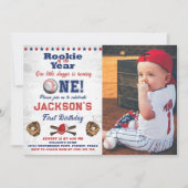 Rookie van het Jaar Baseball 1e Verjaardag Batter  Kaart (Voorkant)