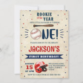 Rookie van het Jaar Baseball 1e Verjaardag Batter  Kaart (Voorkant)