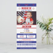 Rookie van het Jaar Baseball 1e verjaardag Ticket Kaart (Staand voorkant)