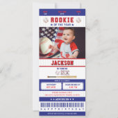 Rookie van het Jaar Baseball 1e verjaardag Ticket Kaart (Voorkant)