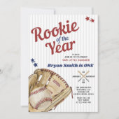 Rookie van het Jaar Baseball Boy Eerste Verjaardag Kaart (Voorkant)