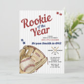 Rookie van het Jaar Baseball Boy Eerste Verjaardag Kaart (Staand voorkant)