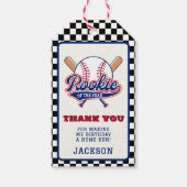 Rookie van het Jaar Baseball Custom verjaardagsfee Cadeaulabel (Achterkant)