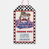 Rookie van het Jaar Baseball Custom verjaardagsfee Cadeaulabel (Achterkant)