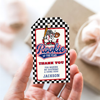 Rookie van het Jaar Baseball Custom verjaardagsfee Cadeaulabel