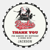 Rookie van het Jaar Baseball Custom verjaardagsfee Ronde Sticker (Voorkant)