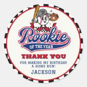 Rookie van het Jaar Baseball Custom verjaardagsfee Ronde Sticker (Voorkant)