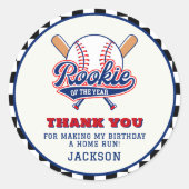 Rookie van het Jaar Baseball Custom verjaardagsfee Ronde Sticker (Voorkant)