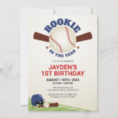 Rookie van het Jaar Baseball Red Blue Birthday Kaart (Voorkant)