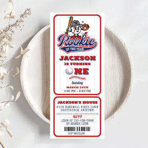 Rookie van het Jaar Baseball Ticket 1e verjaardag Kaart