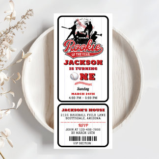 Rookie van het Jaar Baseball Ticket 1e verjaardag Kaart