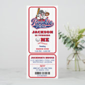 Rookie van het Jaar Baseball Ticket 1e verjaardag Kaart (Staand voorkant)