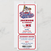 Rookie van het Jaar Baseball Ticket 1e verjaardag Kaart (Voorkant)