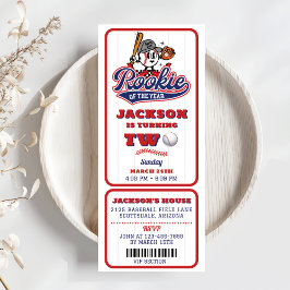 Rookie van het Jaar Baseball Ticket 2e verjaardag Kaart
