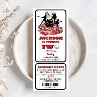 Rookie van het Jaar Baseball Ticket 2e verjaardag Kaart