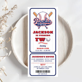 Rookie van het Jaar Baseball Ticket 2e verjaardag Kaart