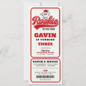 Rookie van het Jaar Baseball Ticket Custom Birthda Kaart (Voorkant)